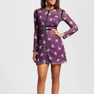 purple lace long sleeve dress